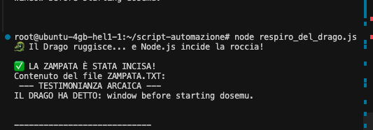 La cattura del primo vagito logico emesso dal Drago nel terminale moderno